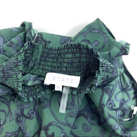 NWT 1State Modern Scrolls Sleeveless Shift Dress High Neck Halter Green - Picture 4 of 8